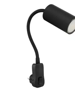 Svietidlá Globo 57911DPB - Nástenné bodové svietidlo do zásuvky ROBBY 1xGU10/35W/230V čierna 57911DPB