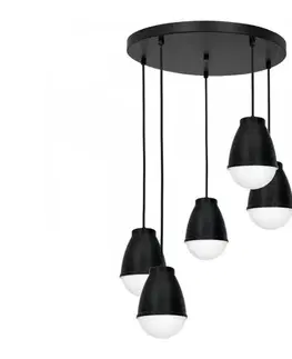 Svietidlá  Luster na lanku CARYON 5xE14/60W/230V čierna okrúhly 3208