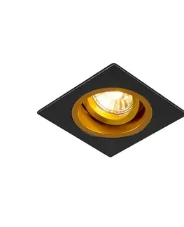 Zapustené svietidlá Inteligentné zapustené bodové svietidlo čierne so zlatým štvorcom vrátane Wifi GU10 - Chuck