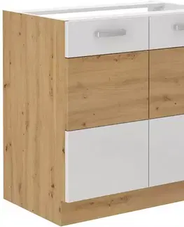 Kuchynské skrinky stojace Skrinka do kuchyne ARTISAN biela lesklá 80ZL 2F BB
