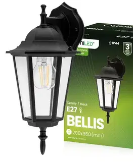 Vonkajšie rustikálne svietidlá Záhradná lampa BELLIS E27 Black KD1