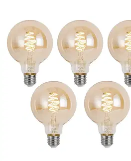 LED osvetlenie Sada 5 inteligentných stmievateľných LED žiaroviek E27 G95 Amber 4,9W 320 lm 2500K Zigbee