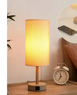 Lampy BRILAGI - Stolová lampa s USB portom TABLON 1xE27/25W/230V béžová BRI595
