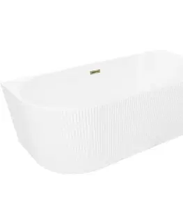 Vane MEXEN/S - Silo voľne stojaca rohová vaňa pravá reliéf 170 x 80, biela, sifón a prepad zlatá 52891708000P-50