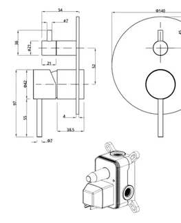 Kúpeľňové batérie SAPHO - MINIMAL podomietková sprchová batéria, 2 výstupy, nerez mat MI542