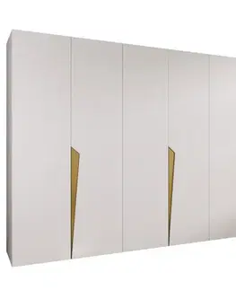 Šatníkové skrine Skriňa Piano 1-300 (3x100) biela/zlatá