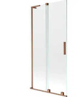 Sprchové dvere MEXEN/S - Velar L dvojkrídlová posuvná vaňová zástena 95 x 150, transparent, meď kartáčovaná 896-095-003-01-65