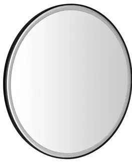 Kúpeľňové zrkadlá SAPHO - KADRIS guľaté zrkadlo s LED osvetlením, ø 100cm, čierna mat KD100
