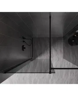 Sprchové dvere MEXEN/S - Kyoto-X Sprchová zástena WALK-IN 120 x 90, transparent 10 mm, čierna 800-120-202-70-00-090-X