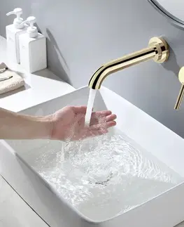 Kúpeľňové batérie REA - Umývadlová batéria Lungo LONG Gold zlatá + BOX REA-B0370