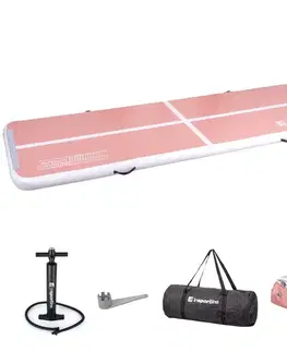 Žinenky Airtrack inSPORTline Airstunt 300x100x10 cm korálová ružová s ručnou pumpou