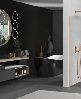 Sprchové dvere MEXEN/S - Kioto Sprchová zástena WALK-IN 80 x 200, transparent 8 mm, meď kartáčovaná 800-080-101-65-06