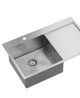 Kuchynské drezy Quadron Quadron - Oceľový drez RUSSEL 111 BRUSH NICKEL Pravá komora HB7912-RBS