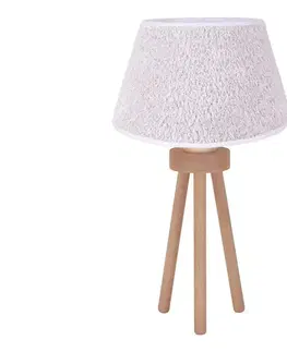 Lampy  - Stolná lampa BOUCLE 1xE27/15W/230V pr. 28 cm biela/drevo 601429