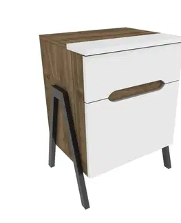 Nočné stolíky Nočný stolík Neva - Walnut, White