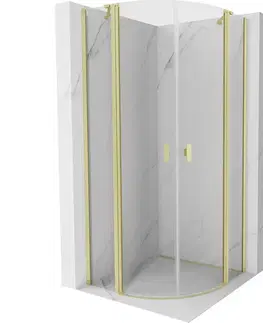 Sprchovacie kúty MEXEN - MIST dverná časť štvrťkruhová (2d2s) 90x90x200 cm 6mm zlatá kartáčovaná, číra 8A32-090-090-55-00