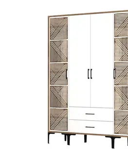 Šatňové skrine Šatníková skriňa Kumsal PTP - Walnut, White