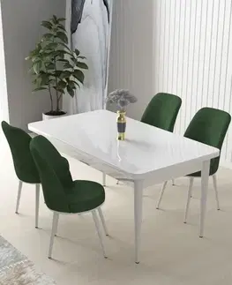 Jedálenské sety Dining Table & Chairs Set (5 Pieces) Nil - White, Khaki