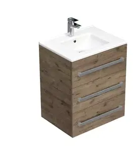 Kúpeľňový nábytok Kúpeľňová skrinka s umývadlom SAT Cube Way 60x76,5x46 cm dub Wellington mat CUBE46603DWMOD CUBE46603DWMOD