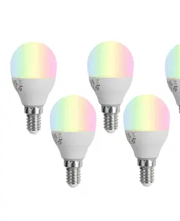 LED osvetlenie Sada 5 inteligentných stmievateľných LED žiaroviek E14 G45 Opál 4,9 W 470 lm 2700-6500 K