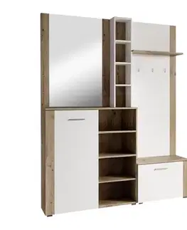 Predsieňové steny KONDELA Fandu predsieň biela / dub artisan