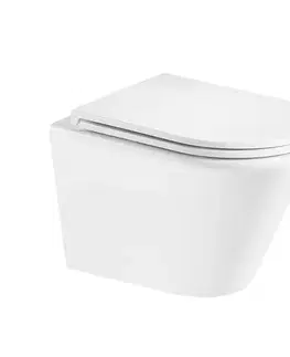 Doplnky do kúpeľne Mereo WC závesné kapotované, Smart Flush RIMLESS, 365x375x540, keramické, vr. sedátka CSS125 VSD85T1
