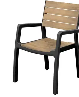 Záhradné kreslá a stoličky KETER Záhradné kreslo DERALE s podrúčkami | teak / grafit