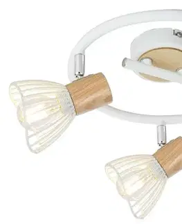 Stropná svetla Špirálová stropná lampa 3X25W E14 biele drevo CHILE