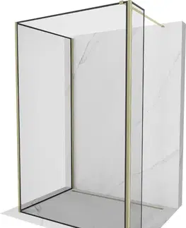 Sprchové dvere MEXEN/S - Kioto Sprchová zástena WALK-IN 120 x 120 x 40, čierny vzor, zlatá 800-120-120-221-50-70-040