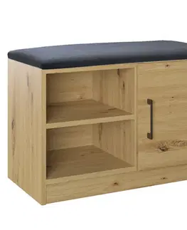 Botníky KONDELA Sivon 1D botník (skrinka na topánky) dub artisan / tmavosivá