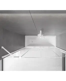 Sprchové dvere MEXEN/S - Velar Duo Dvojkrídlová posuvná vaňová zástena 200 x 150, transparent, biela 896-200-000-02-20