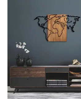 Obrazy  Nástenná dekorácia 118x70 cm mapa drevo/kov 899SKL2303