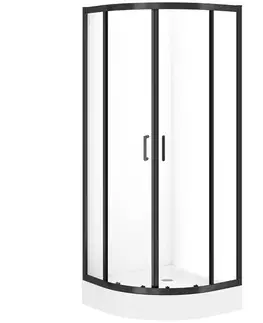 Sprchové kúty 80x80 Sprchový kút polkruhový Brasco 80x80x190 black S168-003
