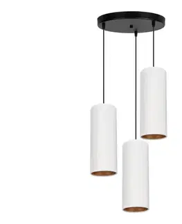 Svietidlá HEXE Luster na lanku AVALO 3xE27/60W/230V pr. 35 cm biela/medená 0098