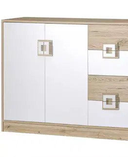 Komody do spálne Komoda Nico 120 biela/svetlý dub nr-8