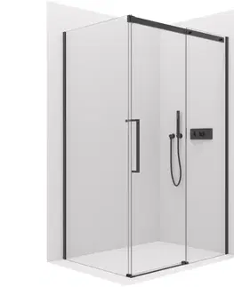 Sprchovacie kúty CERANO - Sprchovací kút Lantono L/P - 8 mm - Soft-Close - čierna matná, transparentné sklo - 160x70x195 - posuvný CER-433214