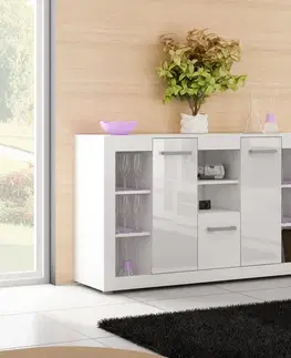 Komody MEBLOCROSS Viki VIK-01 komoda biela / biely lesk