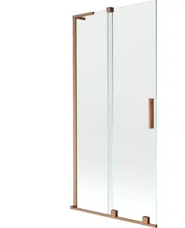 Sprchové dvere MEXEN/S - Velar L dvojkrídlová posuvná vaňová zástena 90 x 150, transparent, meď kartáčovaná 896-090-003-01-65