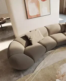 Veľké pohovky DELIFE Veľká pohovka Lunna 360x175 cm jemný bouclé taupe 2 vankúše