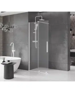 Sprchové dvere MEXEN/S - Velar Sprchová zástena posuvná Walk-in 100 x 200, dekor 8 mm, biela 871-100-000-33-20