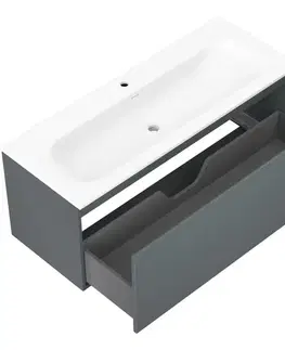 Kúpeľňový nábytok MEXEN/S - Orio kúpeľňová skrinka 120 cm s umývadlom Vela, 1 šuplík, grafit mat/biela mat 91A10-12047-1-BF66-W23M01