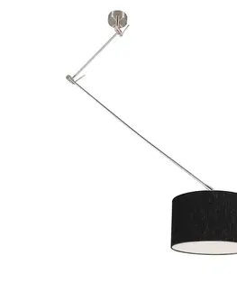 Závesné svietidlá Závesná lampa oceľová s tienidlom 35 cm čierna nastaviteľná - Blitz