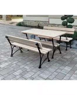 Záhradné zostavy Komplet Kráľovský 1 bez lakťových opierok drevo natural