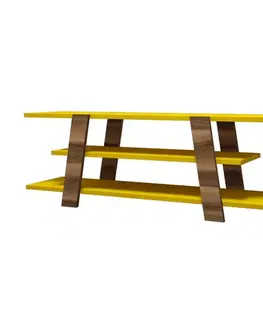 TV stolíky TV stolík Flower - Walnut, Yellow