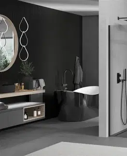 Sprchové dvere MEXEN/S - Kioto Sprchová zástena WALK-IN 70 x 70, transparent, čierna 800-070-202-70-00-070
