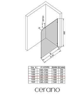 Sprchové dvere CERANO - Sprchová zástena Walk-in Orbis Top Round - Pravá - 8 mm - guľatá vzpera - chróm, mliečne sklo - 140x200 CER-999970