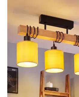 Svietidlá BRILAGI - Prisadený luster NUBILA 3xE27/60W/230V borovica/žltá 1xEG44074+3xBG2452