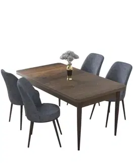 Jedálenské sety Dining Table & Chairs Set (5 Pieces) Nil - Baroque, Fume