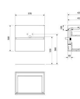Kúpeľňový nábytok SAPHO - ODETTA umývadlová skrinka 57x50x43,5cm, dub Alabama DT060-2222