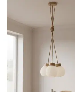 Svietidlá  Luster na lanku LOOMIS 3xE27/15W/230V 130 cm béžová/dub LM-3.315